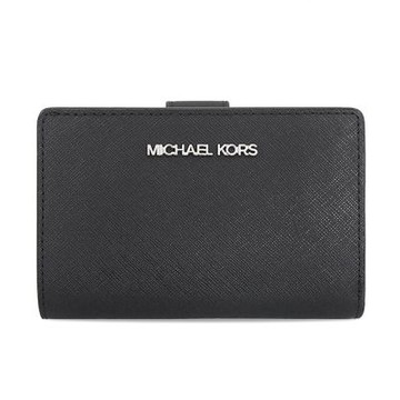 MICHAEL KORS MK 防刮皮革素面釦式雙折皮夾中夾 (多色可選)