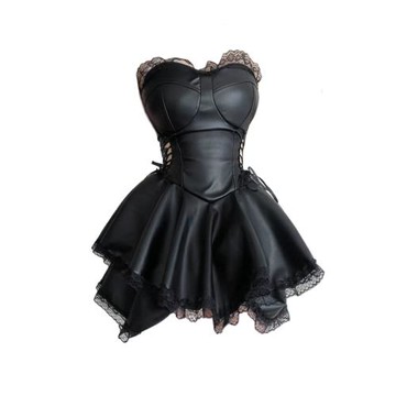 自制哥特拽姐風辣妹側腰鏤空綁帶蛋糕抹胸連衣裙暗黑系芭蕾蓬蓬裙