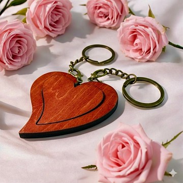 手工木作創意鑰匙圈  心中有愛