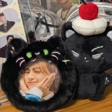 臺灣嚴選新款可愛喵喵狐狐毛絨吧唧包掛件小痛包透明展示袋學生穀子保護包