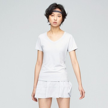 ULTRACOOL-涼感V領修身上衣(女)-鏡面灰