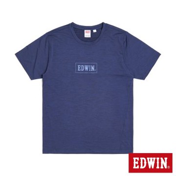 EDWIN 男裝 COOL FLEX 涼感BOX印花短袖T恤-丈青色