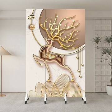 定製麋鹿屏風 折疊移動屏風 客廳進門遮擋屏風 辦公室隔斷墻 臥室簡易雙麵折屏風 酒店時尚辦公室屏風