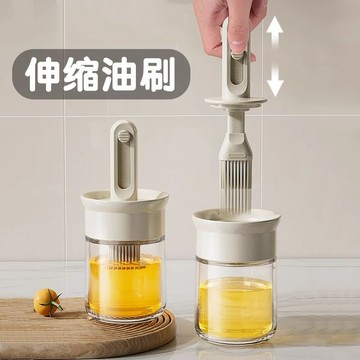 ⚡免運臺灣有貨⚡可伸縮硅膠油刷油瓶一體食品級玻璃家用燒烤專用不掉毛油壺耐高溫⚡可開票