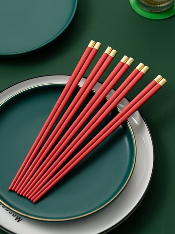 家用彩色合金筷家庭筷子套裝創意耐高溫防滑防霉餐具公筷