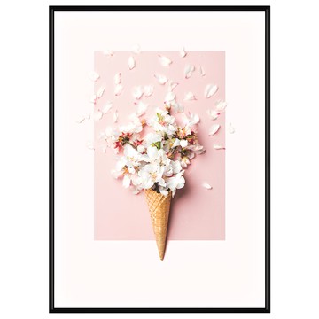 Boluo 菠蘿選畫所 花香冰淇淋 藝術畫作 40 x 30cm 家居裝飾  黑色