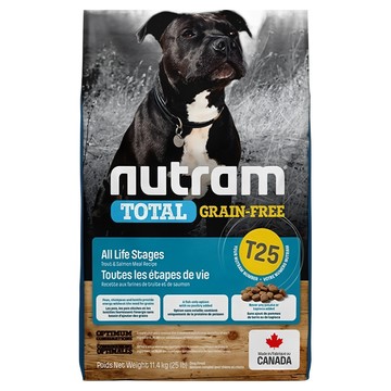 nutram 全齡犬 T25 無穀 潔牙犬糧  鮭魚 + 鱒魚  11.4kg  1袋