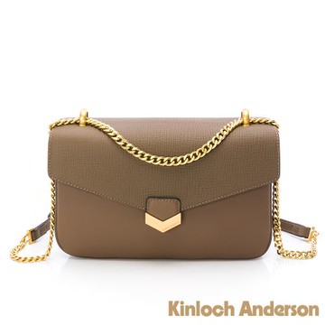 【金安德森】 Chaya鏈條壓紋斜側包-褐灰