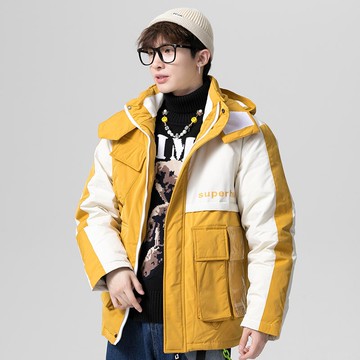 真 羽絨90%白鴨絨 羽絨外套鴨絨夾克-連帽雙色混搭休閒男外套3色73zh26【獨家進口】【米蘭精品】