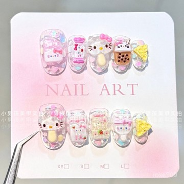 ✨Hannah✨hello小男孩美甲純手工穿戴甲貼片可愛奶酪食玩純手工穿戴甲 UQFD