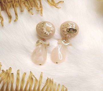 浮容手作房HIBISCUS #杏韻#/耳環/乾燥花