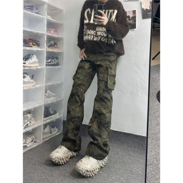 GMCS美式復古微喇叭迷彩工裝褲男女2024秋季新款休閑馬蹄褲子