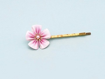 花成簡單髮夾手工染絲粉紅粉紅粉紅工作日本和服春天珍珠袴成人式浴衣正式正式