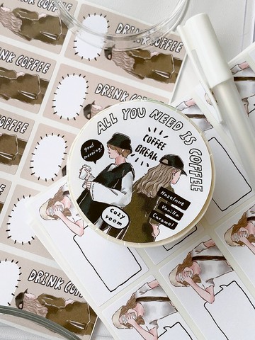 Cozyroom/咖啡廳女子/3公分特殊油墨和紙膠帶/附離型紙