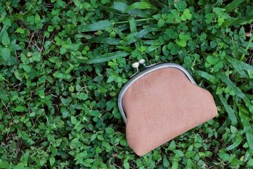 Chez。小物系列  小滿口金－肉桂駝x紅小花