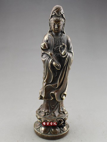 古玩純銅南海觀音菩薩佛像家居擺件 幸福觀世音平安佛如意觀音1入