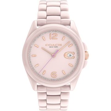 COACH 官方授權 Greyson C字陶瓷錶-粉色 女錶(CO14503926)36mm