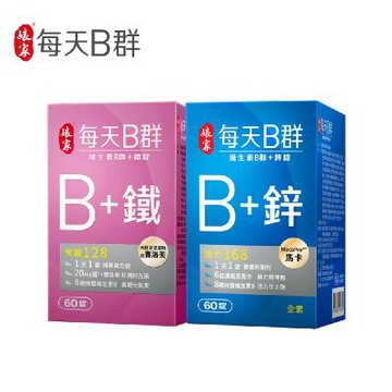 超能量B群【娘家】每天B群雙效補給1+1超值組（B群+鐵／B群+鋅）