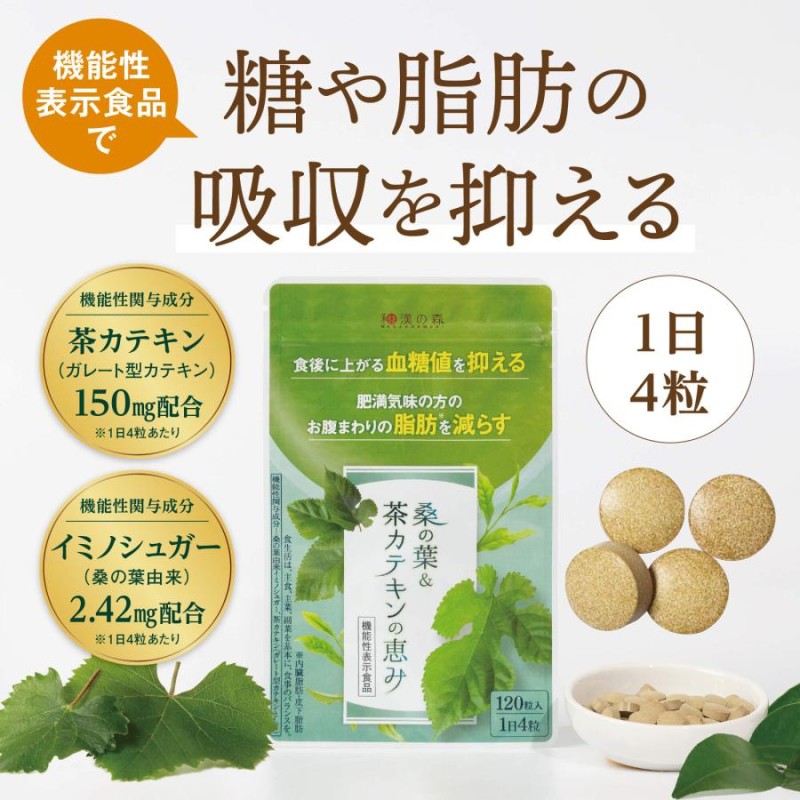 P20倍特集中】ダイエット 皮下脂肪 内臓脂肪 血糖値 下げる 茶カテキン サプリ 桑の葉＆茶カテキンの恵み 和漢の森 3袋 |  LINEブランドカタログ