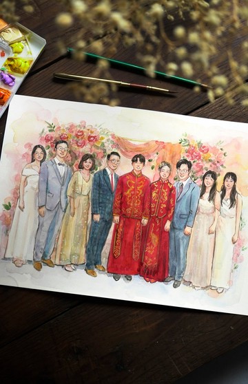 婚禮似顏繪  水彩手繪禮物