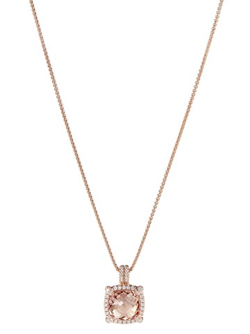 David Yurman - 18kt rose gold Chatelaine morganite and diamond necklace - women - Diamond/18kt Rose Gold - One Size - Pink
