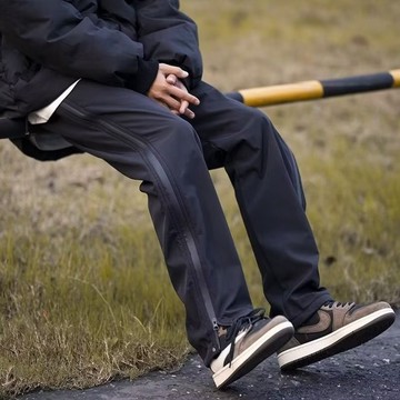 地下室-長褲 韓版褲側拉鏈休閒褲 直筒 工作褲 男裝 百搭 街頭穿搭 大尺碼4XL【NL653126】