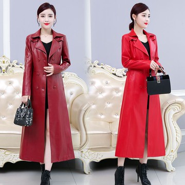 真皮皮衣外套女 海寧真皮皮衣女中長款韓版修身時尚大碼皮風衣外套2023秋冬新款潮