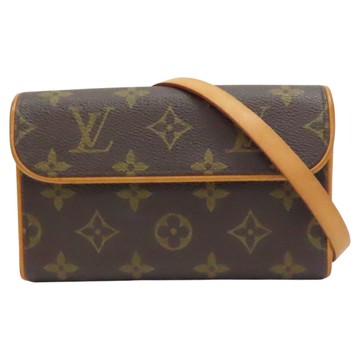 【二手名牌BRAND OFF】LOUIS VUITTON LV 路易威登 棕色 原花帆布 Pochette Florentine 腰包 M51855
