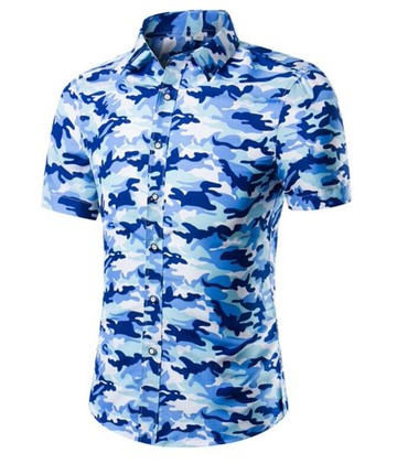 FINDSENSE品牌 時尚潮流 男 純棉 軍綠迷彩 短袖襯衫 襯衣 套裝 短T+短褲