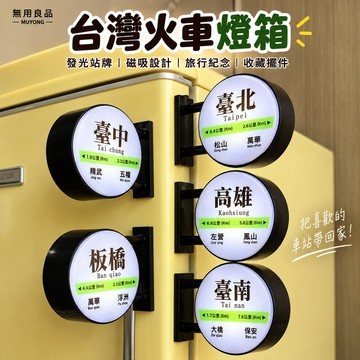 無用良品 台灣火車燈箱鑰匙圈 日本地名燈牌冰箱貼 發光火車站牌磁吸燈箱 旅行紀念磁鐵擺件 生日禮物 交換禮物