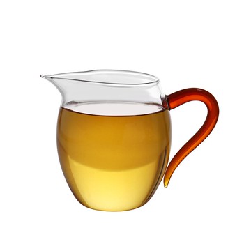 昱器玻璃公道杯琉璃彩把耐熱加厚大號茶海公杯分茶器功夫茶具配件