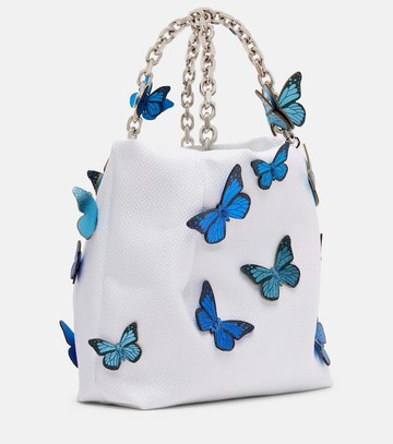 Aquazzura Papillon Mini appliqué raffia tote bag