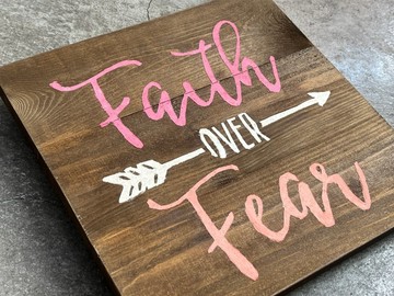 福音商品 受洗禮物 Faith over Fear 基督教木作飾品 聖誕禮物