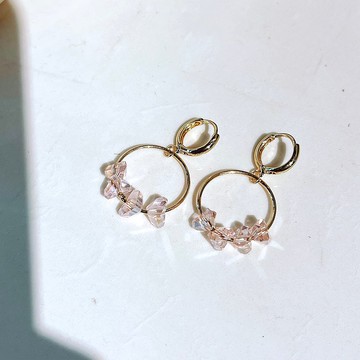 水晶粉角圈圈耳環