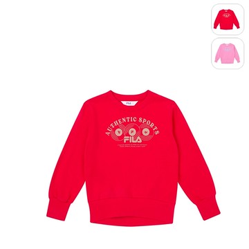 【FILA】KIDS 孩童款 純棉長袖圓領T恤-紅色 5TEY-8437-RD