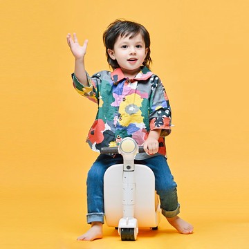 歐霸短袖襯衫-樂情洋溢 休閒兒童七分袖上衣 手作原創薄棉童裝