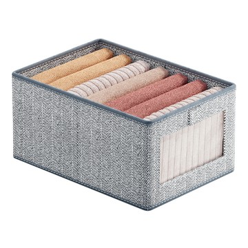 小麥購物 可透視化布藝折疊收納盒 L389  灰箭頭  中(36 x 25 x 20cm)  1個