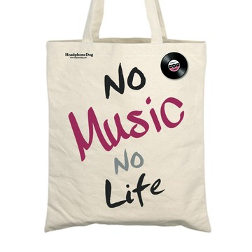 【耳機狗】 可客制名字 經典Only MUSIC文字系列 帆布購物袋/環保提袋 (+金屬徽章)