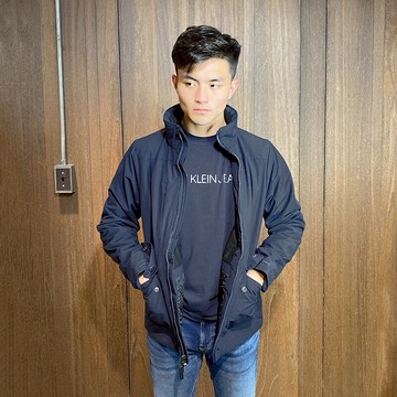 美國百分百【Abercrombie & Fitch】外套 AF 連帽 夾克 麋鹿 風衣 短大衣 防風防水 深藍 AB84