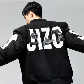 【BLUE WAY】地藏小王山海異獸拼接徽章鋪棉棒球外套