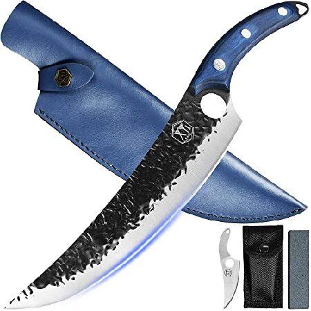 XYJ FULL TANG 10 Inch Stainless Steel Boning Knife Chef Fishing Knives Carry Leather Sheath Outdoor Cooking Knives Meat Butcher Knife For Camping Kitc