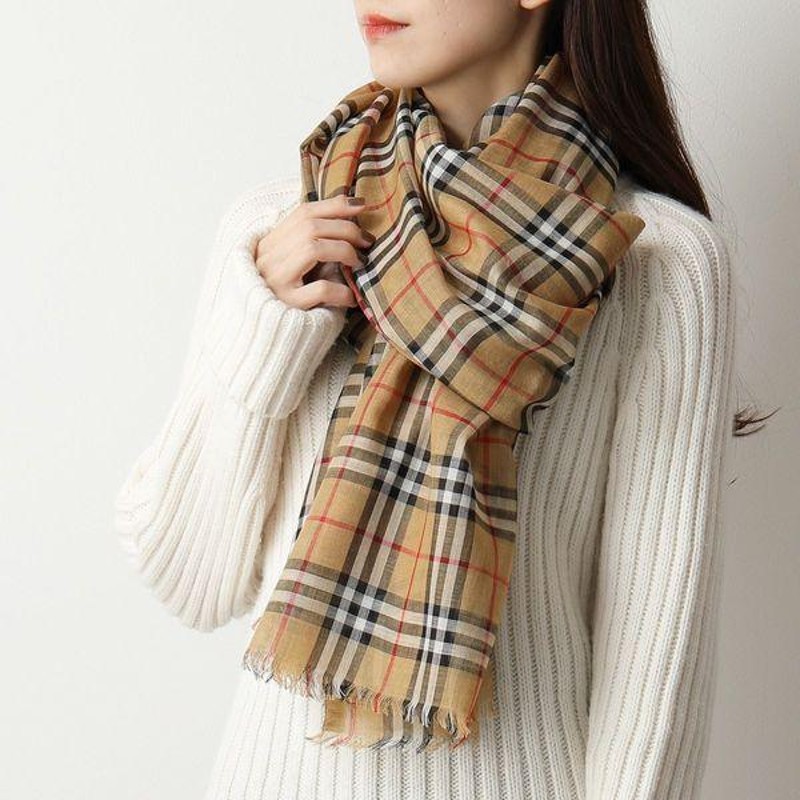 BURBERRY バーバリー 8015505 シルク ウール ストール スカーフ  