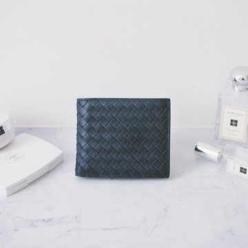 真皮編織短夾 X0141 藍