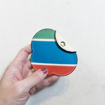 植鞣革零錢包_花造型_茄芷袋傳統三色