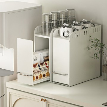 【含稅/免運】 廚房調料水杯收納盒臺面窄抽屜式防塵桌面茶杯水瓶整理儲物置物架