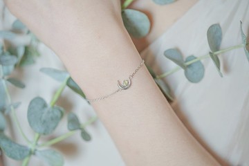 橄欖石925純銀星月設計手鍊