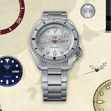 SEIKO 精工 5 Sports 55周年 限量 人氣錶款實體化機械錶 1212購物節 送禮推薦-冰川銀 (SRPK03K1/4R36-14T0S)_SK045