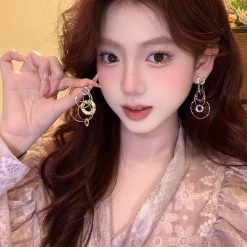 ✨限時下殺✨时尚套圈耳环女新款爆款耳钉耳坠气质百搭通勤小众高级感耳夹耳饰 耳環 耳釘 耳飾