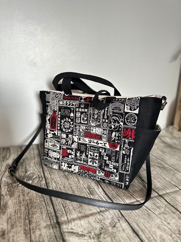 原創手工縫製托特側肩包帆布包 日本和風懷舊海報圖案