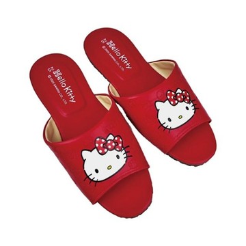 小禮堂 Sanrio 三麗鷗 Hello Kitty 皮質室內拖鞋 24-26cm (紅大臉)